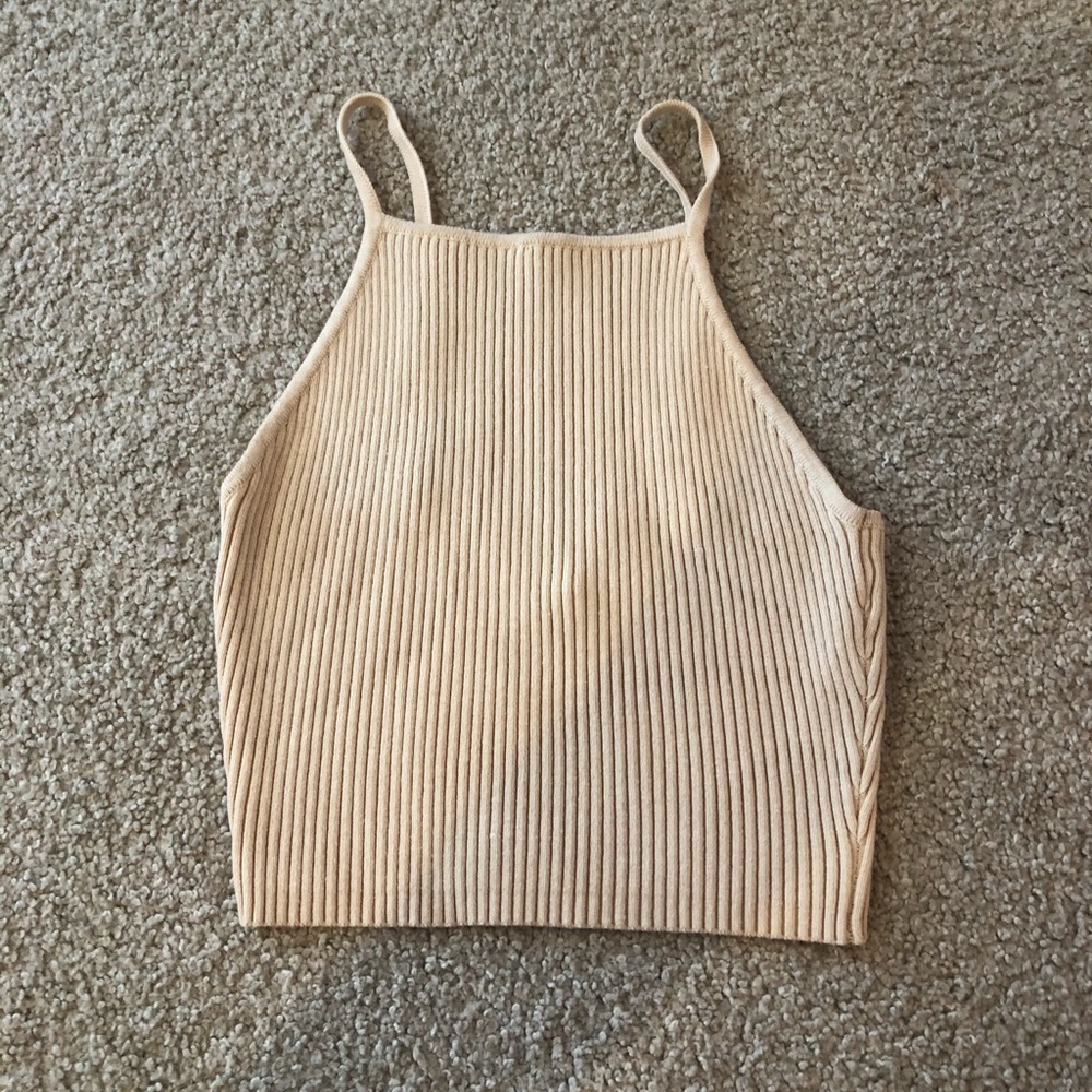 tan forever 21 ribbed crop top size medium